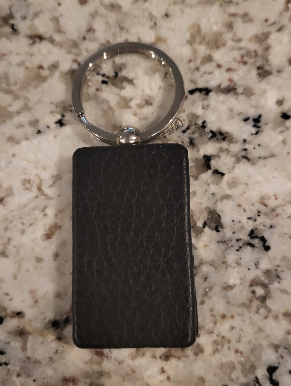 Black Locket Rectangular Keychain with Silver Plate - Picture 2 of 6
